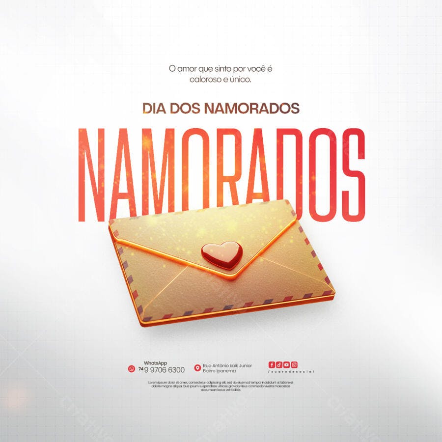 Flyer Dia dos Namorados PSD Editável