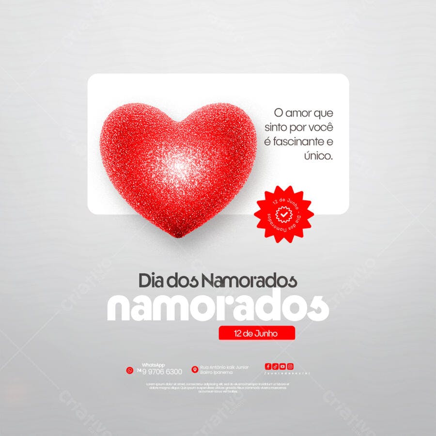 Flyer Dia dos Namorados 12 de Junho PSD Editável