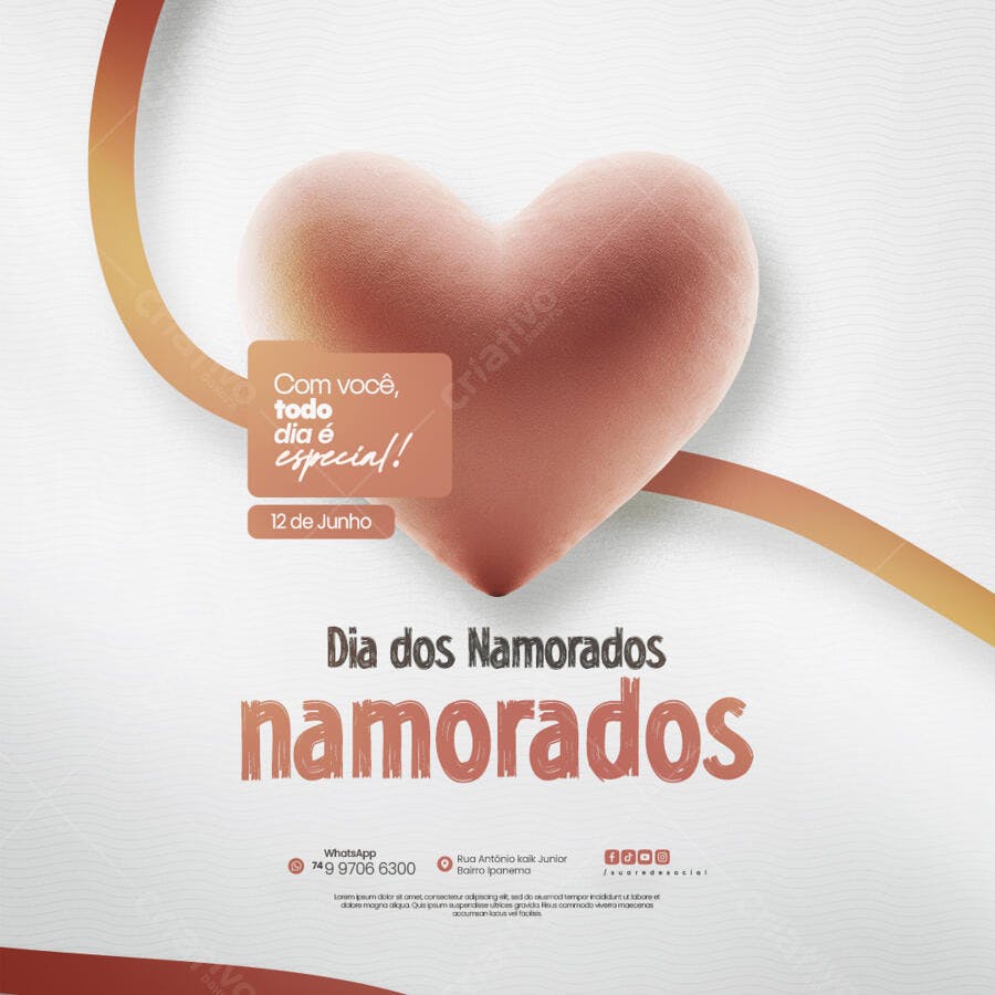 Flyer Dia dos Namorados 12 de Junho PSD Editável