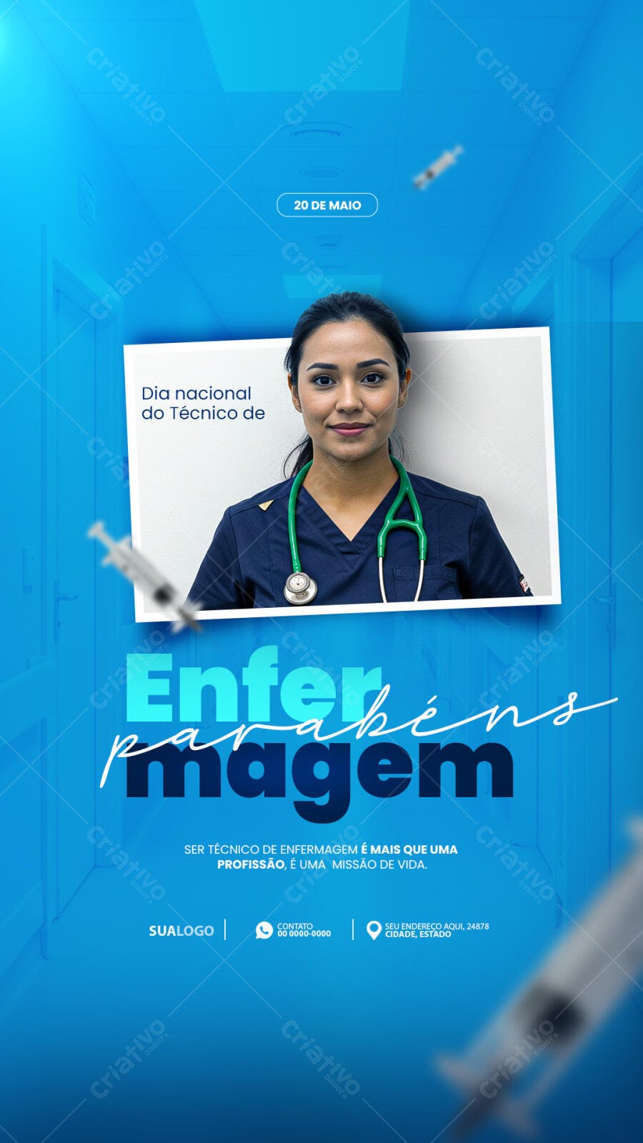 Flyer Dia do Técnico de Enfermagem 20 de Maio PSD Editável