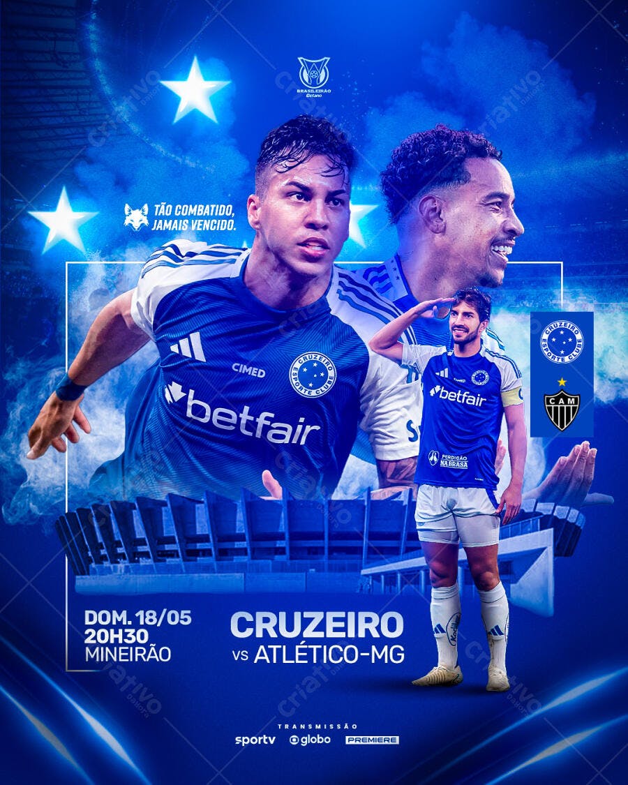 Flyer Futebol Cruzeiro x Atlético-MG PSD Editável