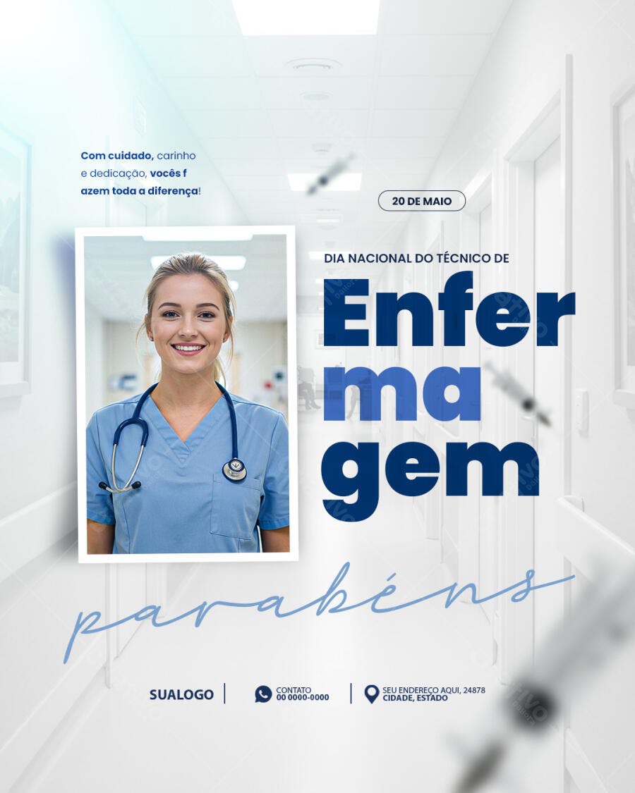 Flyer Dia do Técnico de Enfermagem 20 de Maio PSD Editável