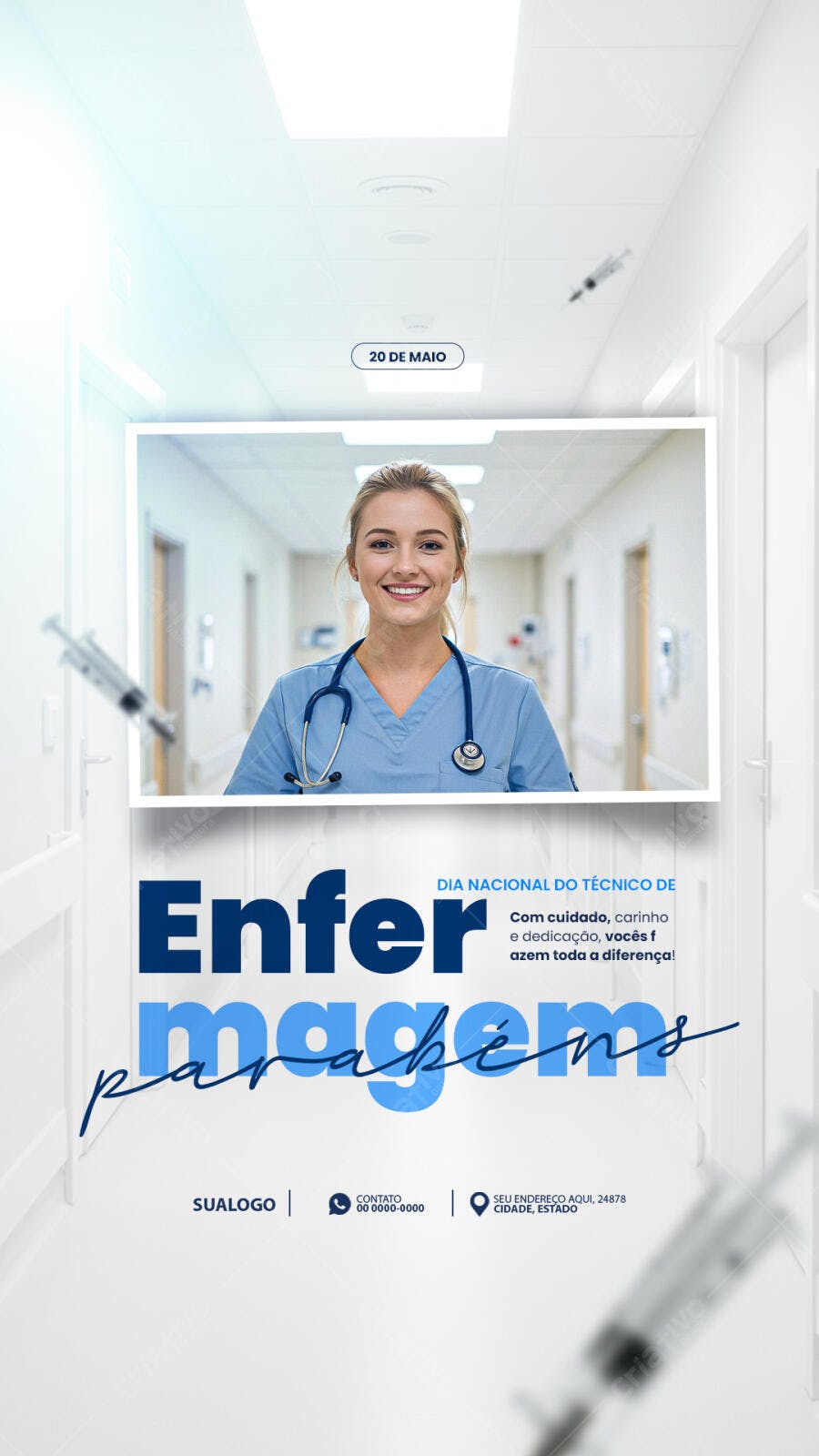 Post para o Dia Nacional do Técnico de Enfermagem PSD Editável