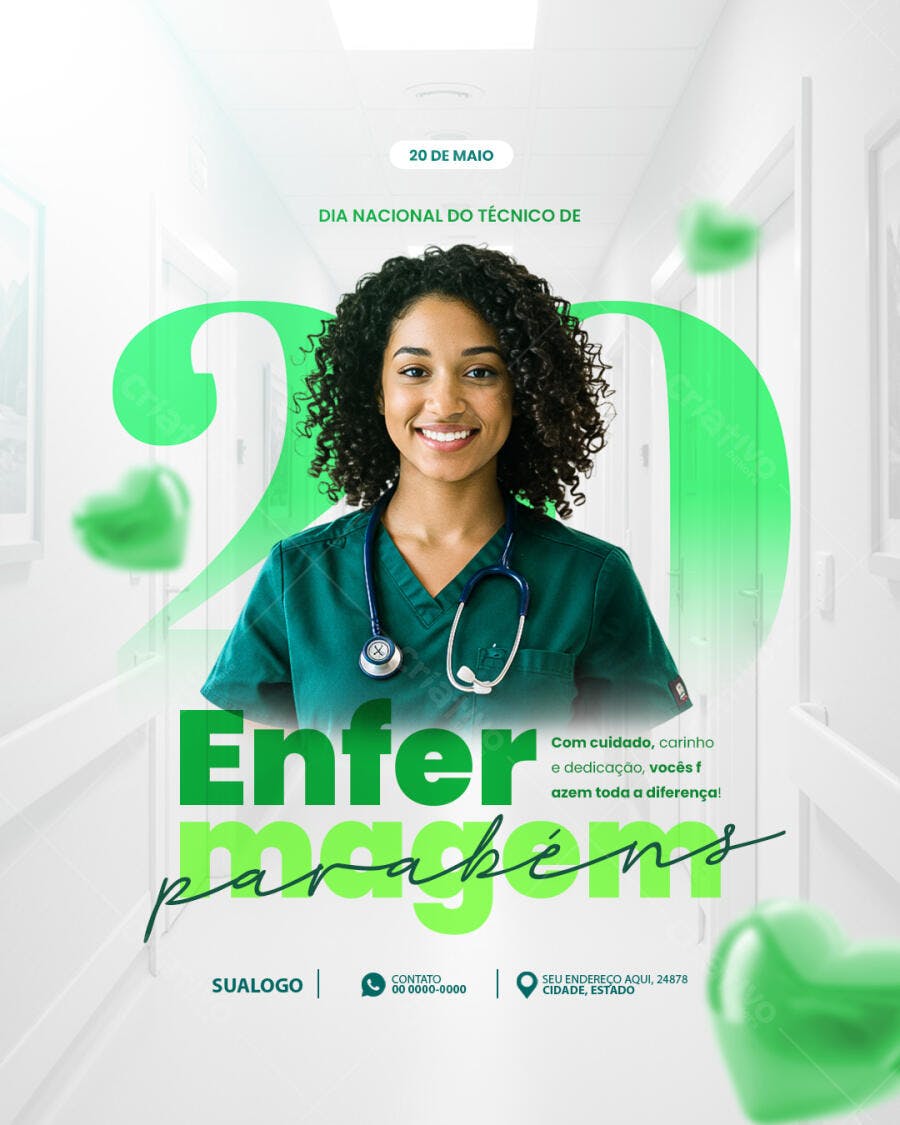 Flyer Dia Nacional do Técnico de Enfermagem PSD Editável