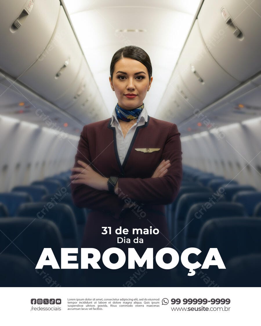 Flyer Dia da Aeromoça 31 de Maio PSD Editável