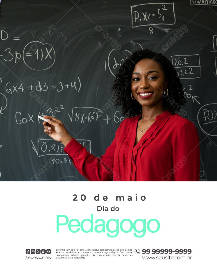Flyer Dia do Pedagogo 20 de Maio PSD Editável
