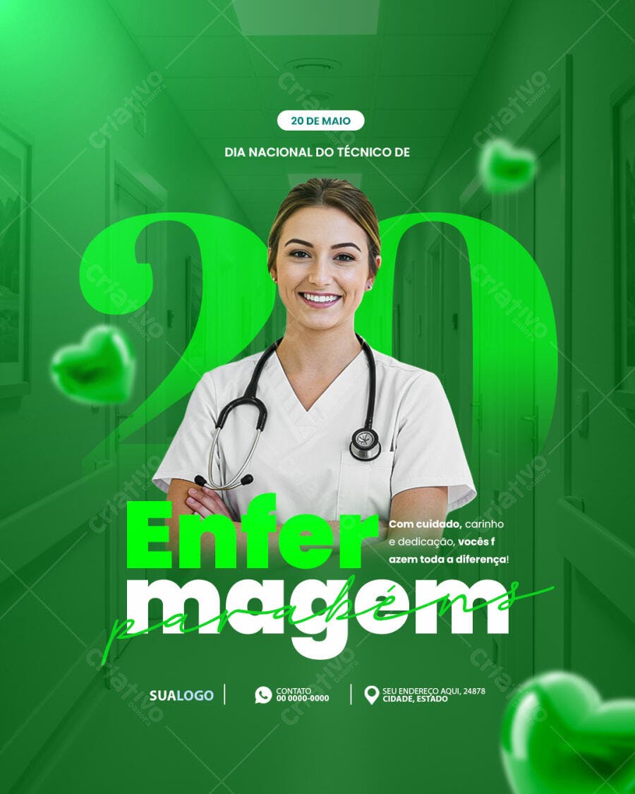 Flyer Dia Nacional do Técnico de Enfermagem PSD Editável