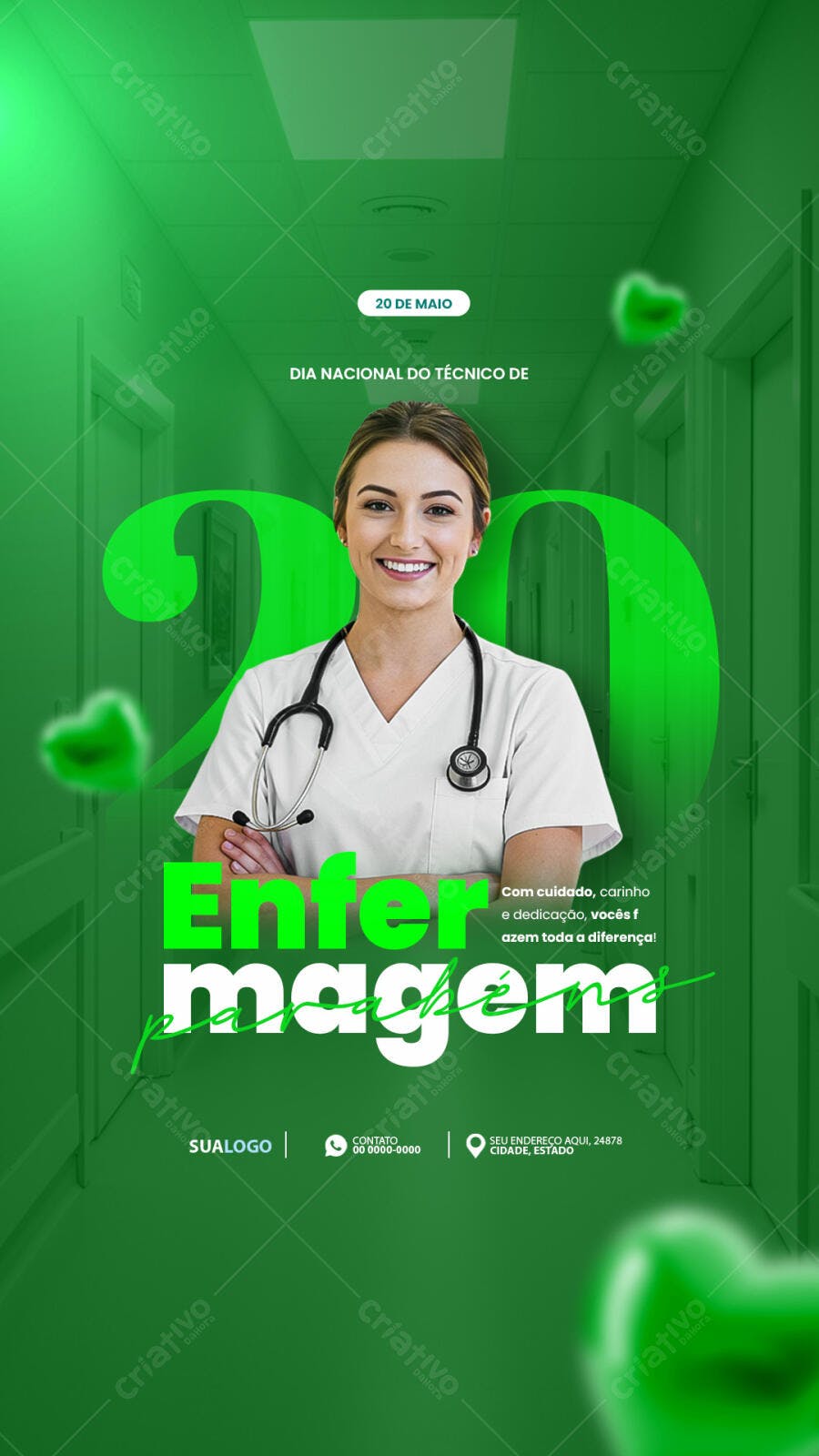 Flyer Dia Nacional do Técnico de Enfermagem PSD Editável