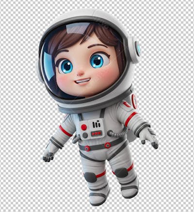 Menina Vestindo Traje de Astronauta em 3D