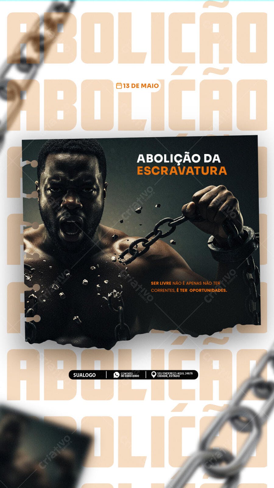 Post para Dia da Abolição da Escravatura PSD Editável