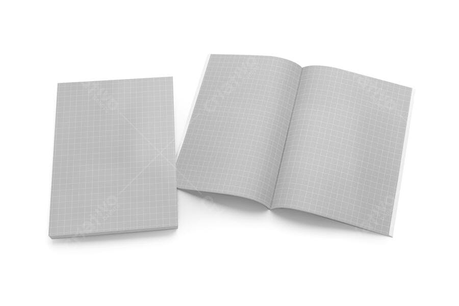 Mockup de Revista com Grade Cinza - Design Minimalista