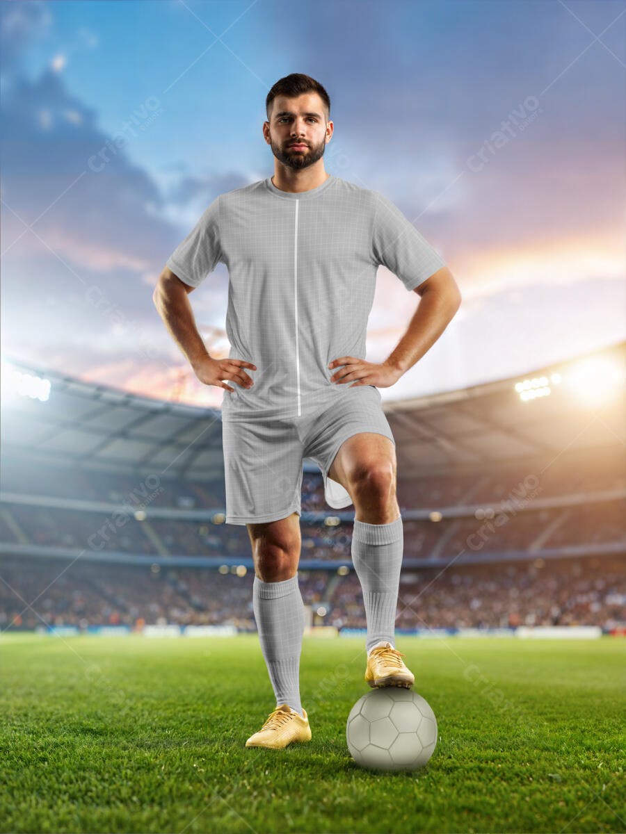 Mockup Camiseta Futebol Cinza - Jogador Profissional