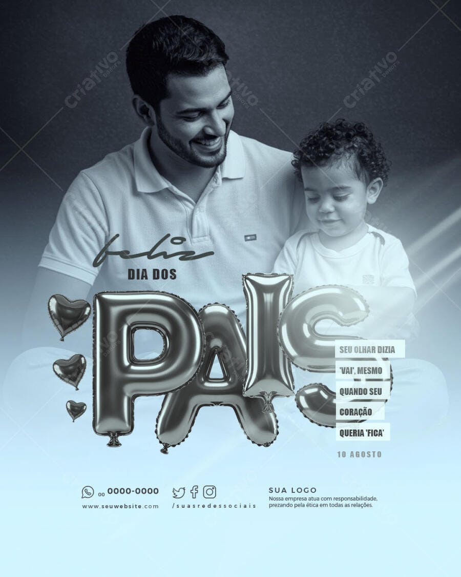 Flyer Dia dos Pais 10 Agosto PSD Editável