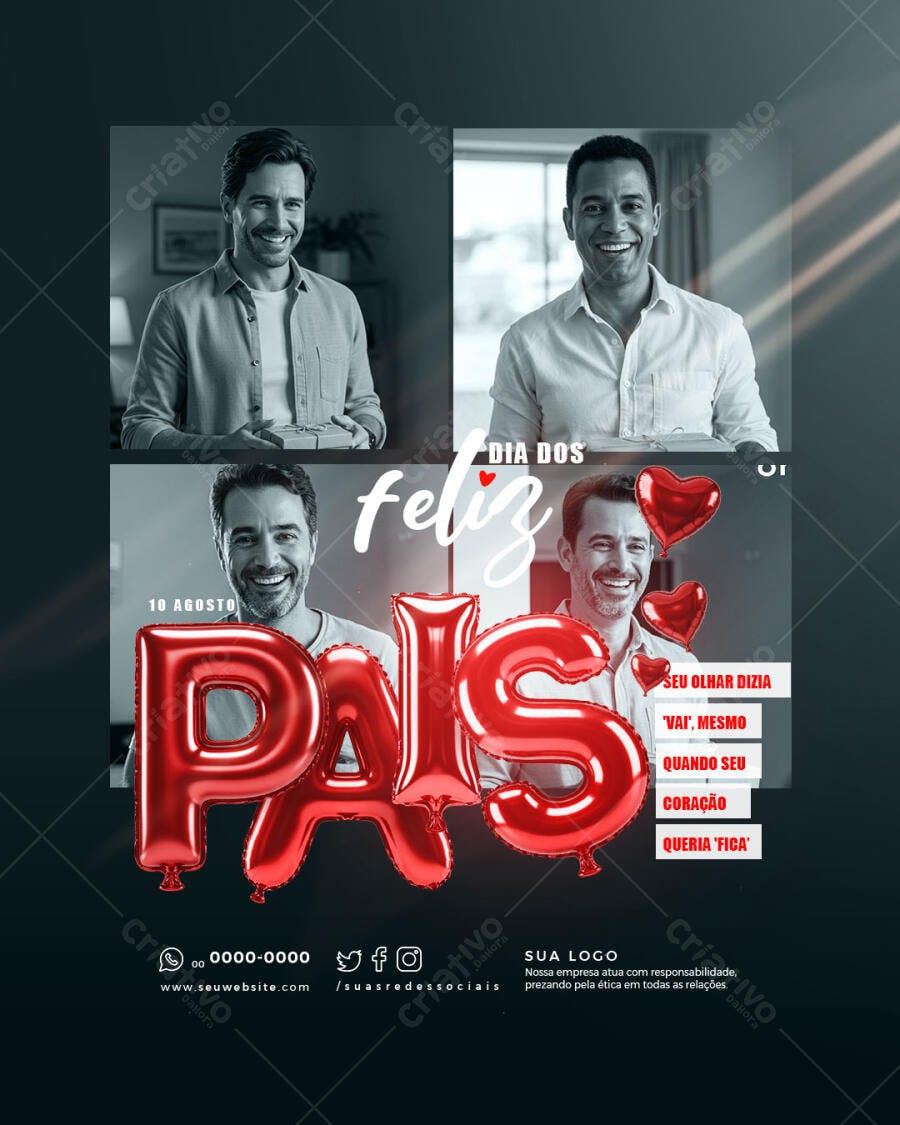 Flyer Dia dos Pais 10 de Agosto PSD Editável