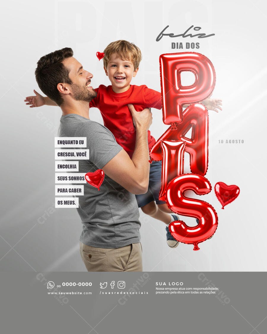 Flyer Dia dos Pais 10 Agosto PSD Editável