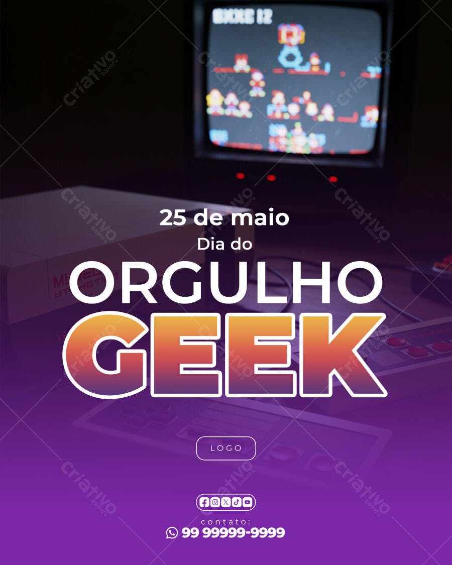 Flyer Dia do Orgulho Geek 25 de Maio PSD Editável