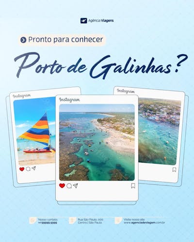 Agência de Viagem Turismo Social Media Post Design Feed Psd Editável