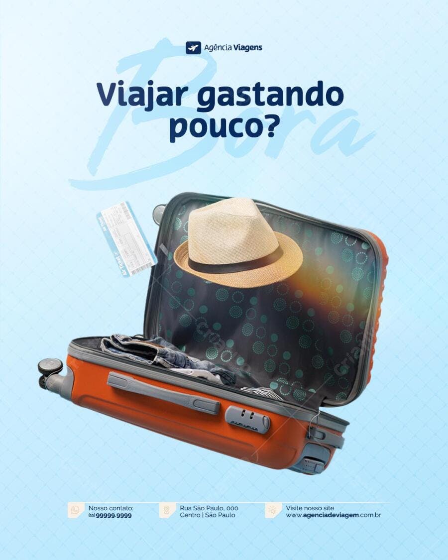Flyer para Viagens Econômicas PSD Editável