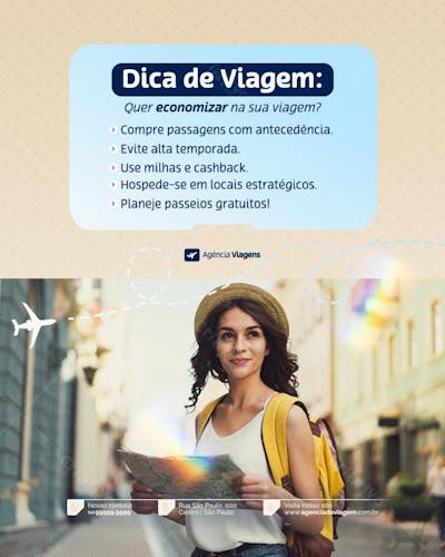 Agência de Viagem Turismo Social Media Post Design Feed Psd Editável