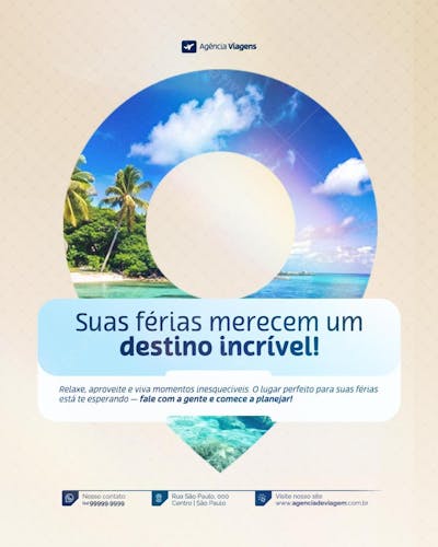 Agência de Viagem Turismo Social Media Post Design Feed Psd Editável