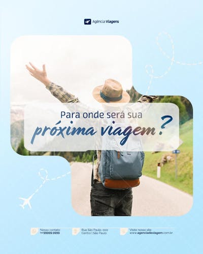 Agência de Viagem Turismo Social Media Post Design Feed Psd Editável