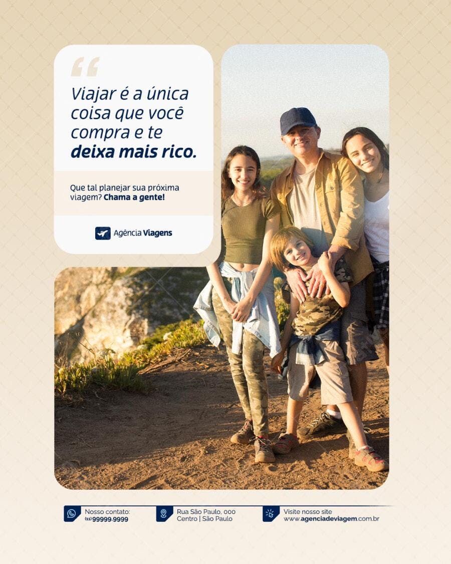 Post para Agência de Viagens PSD Editável
