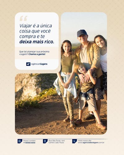 Agência de Viagem Turismo Social Media Post Design Feed Psd Editável
