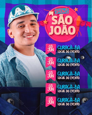 FLYER AGENDA SÃO JOÃO FEED PSD EDITÁVEL