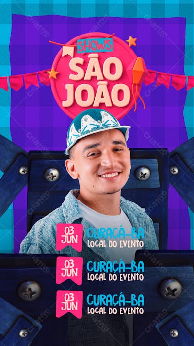 FLYER AGENDA SÃO JOÃO STORY PSD EDITÁVEL