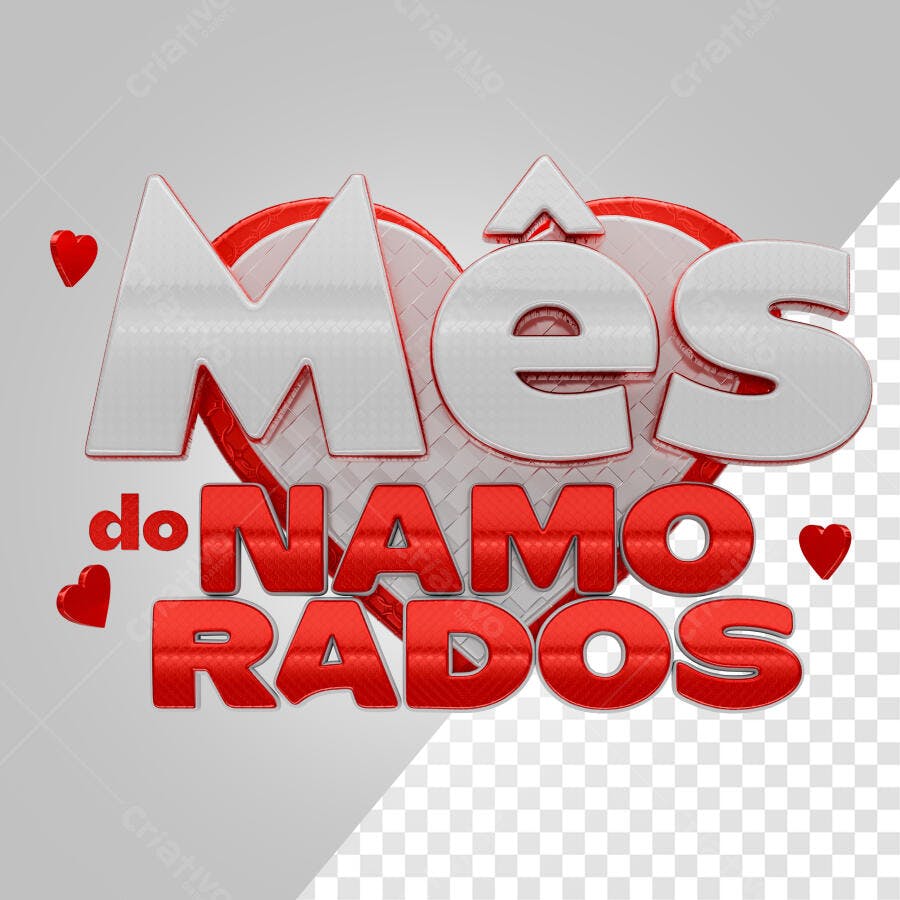 Selo 3D Romântico Vermelho e Branco