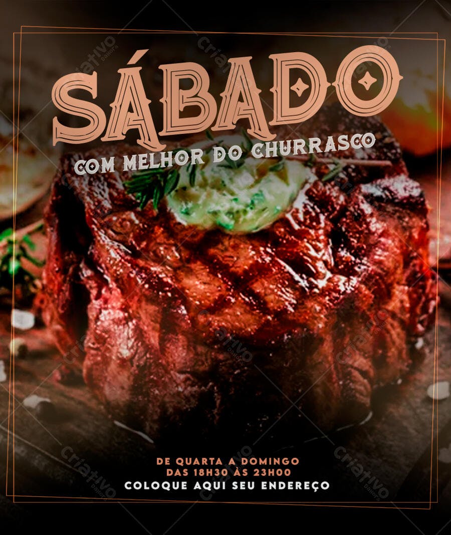 Flyer Churrasco de Sábado PSD Editável
