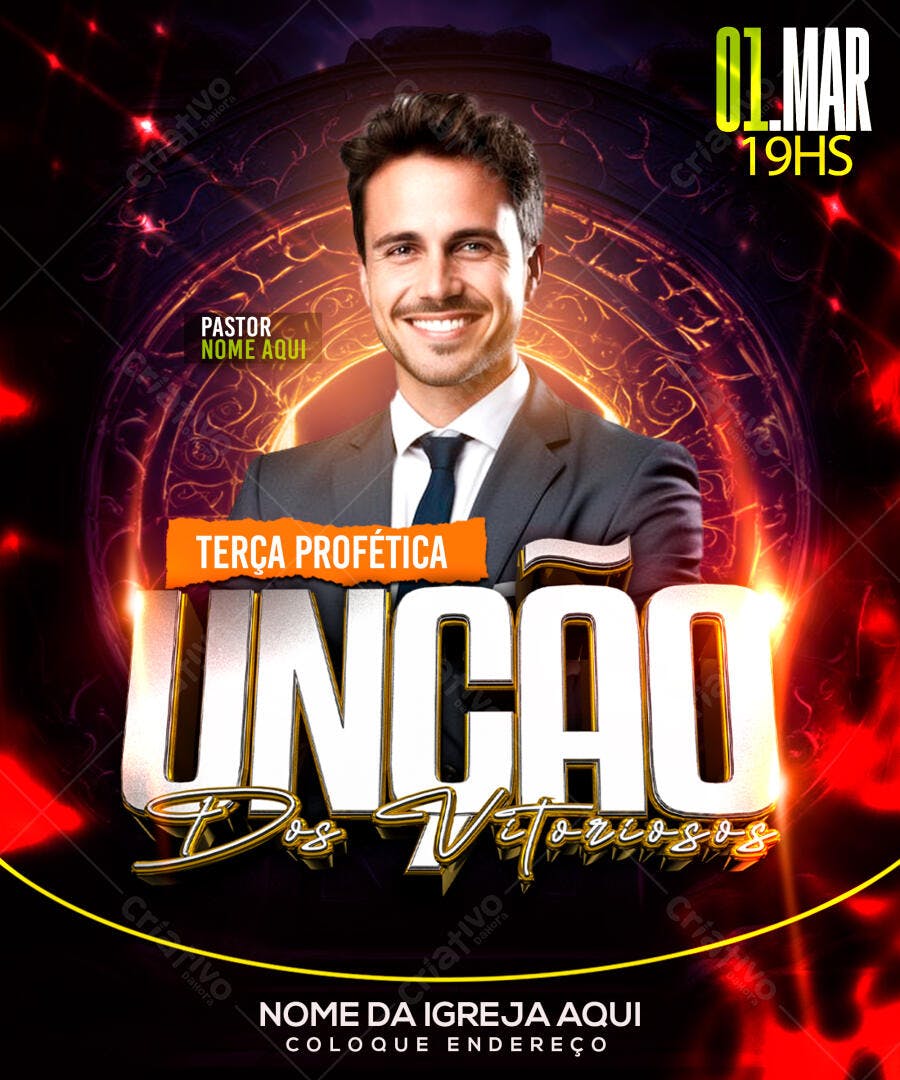 Flyer para Terça Profética PSD Editável