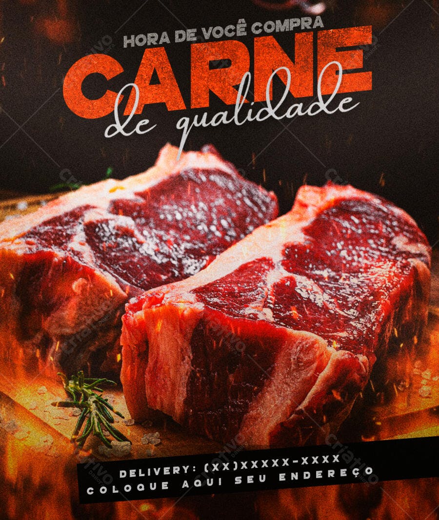 Post de Instagram Carne de Qualidade PSD Editável
