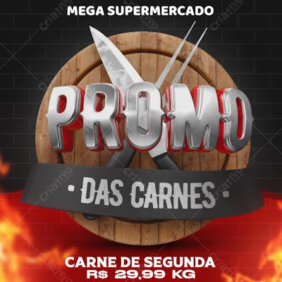 selo promoção preço das carnes 3d