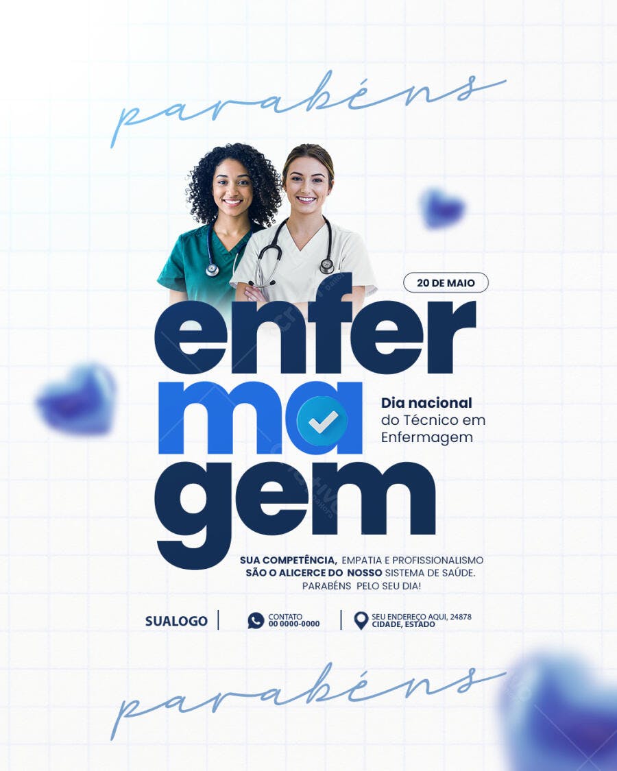 Flyer Dia Nacional do Técnico em Enfermagem PSD Editável
