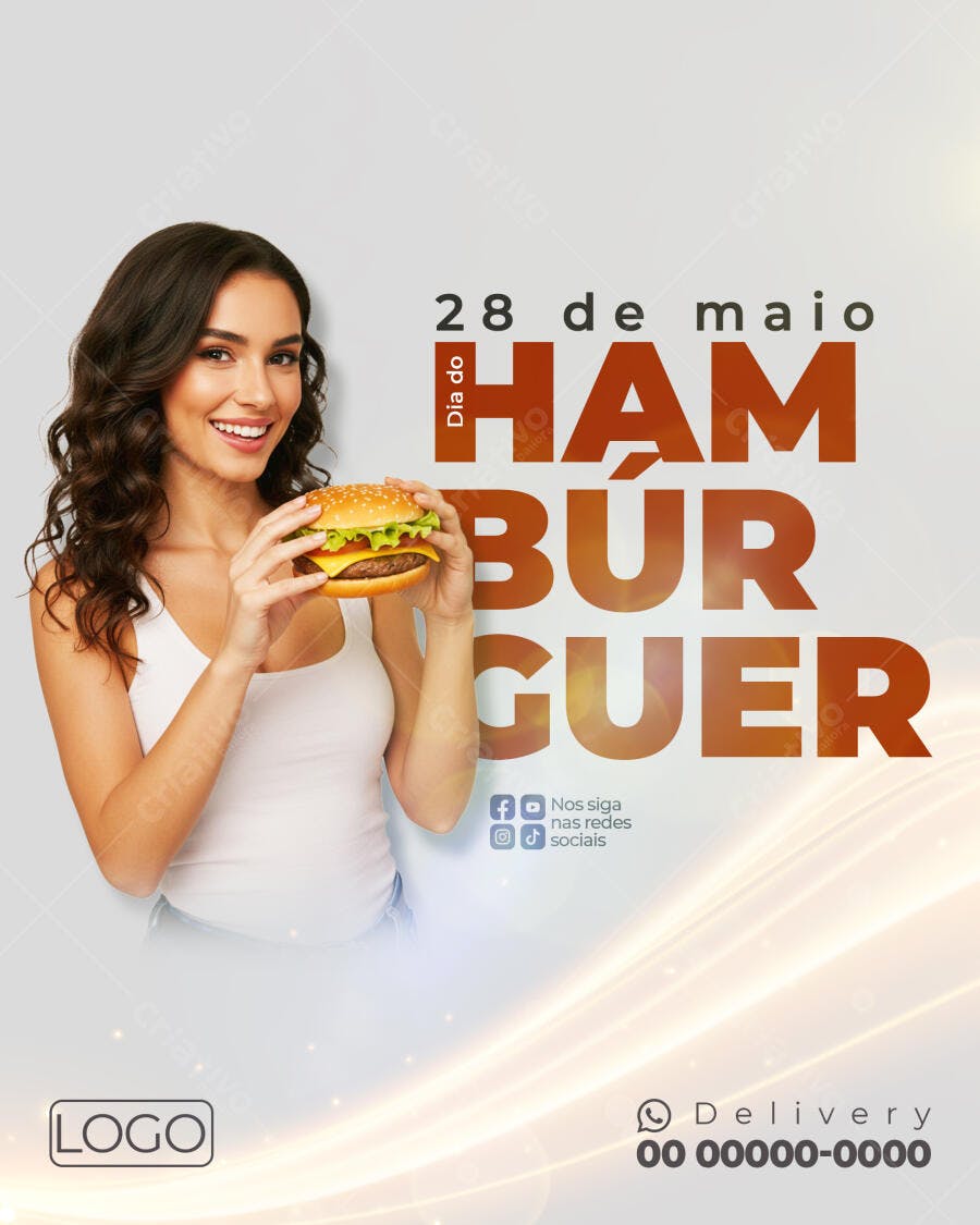 Flyer Dia do Hambúrguer 28 de Maio PSD Editável
