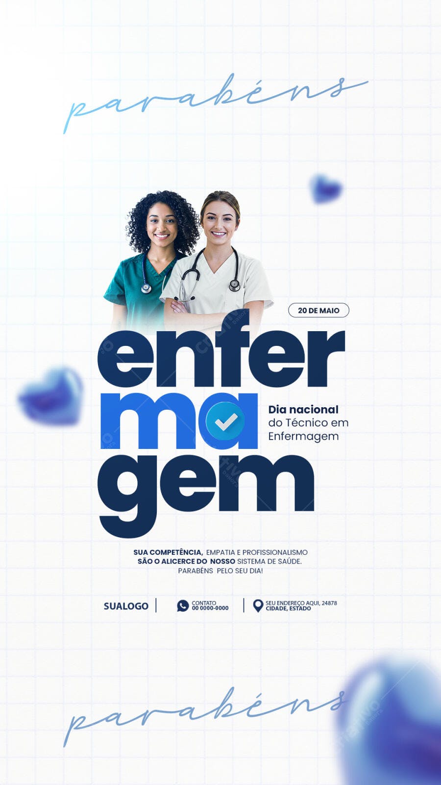 Flyer Dia Nacional do Técnico em Enfermagem PSD Editável