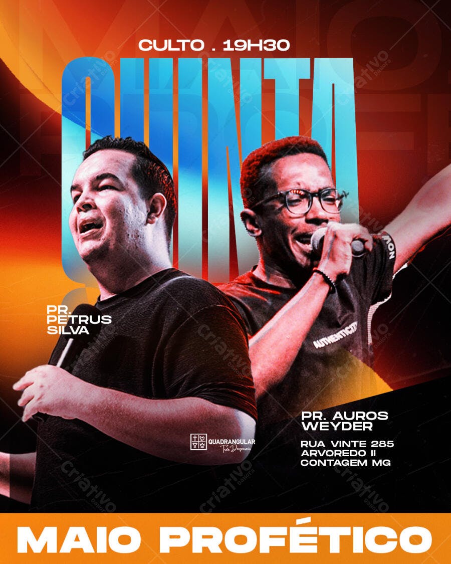 Flyer para Culto Maio Profético PSD Editável