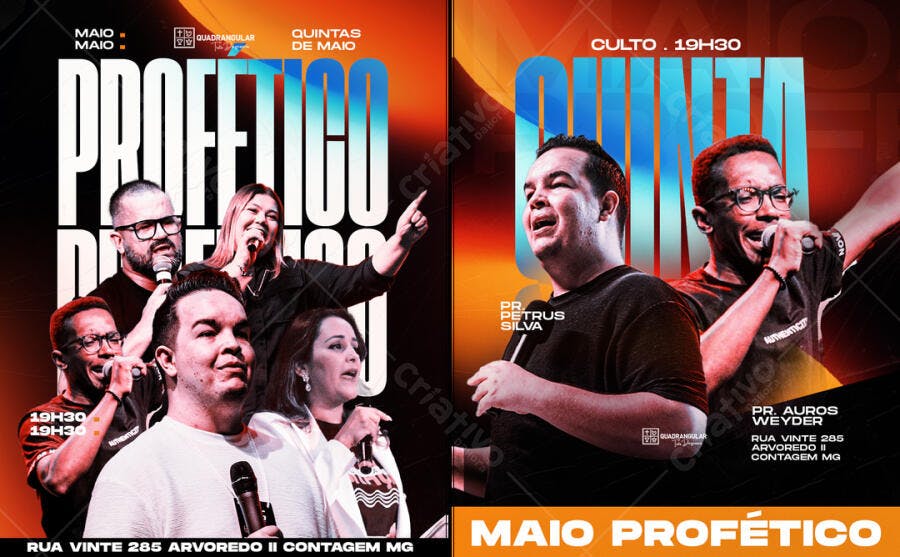 Flyer para Culto Maio Profético PSD Editável