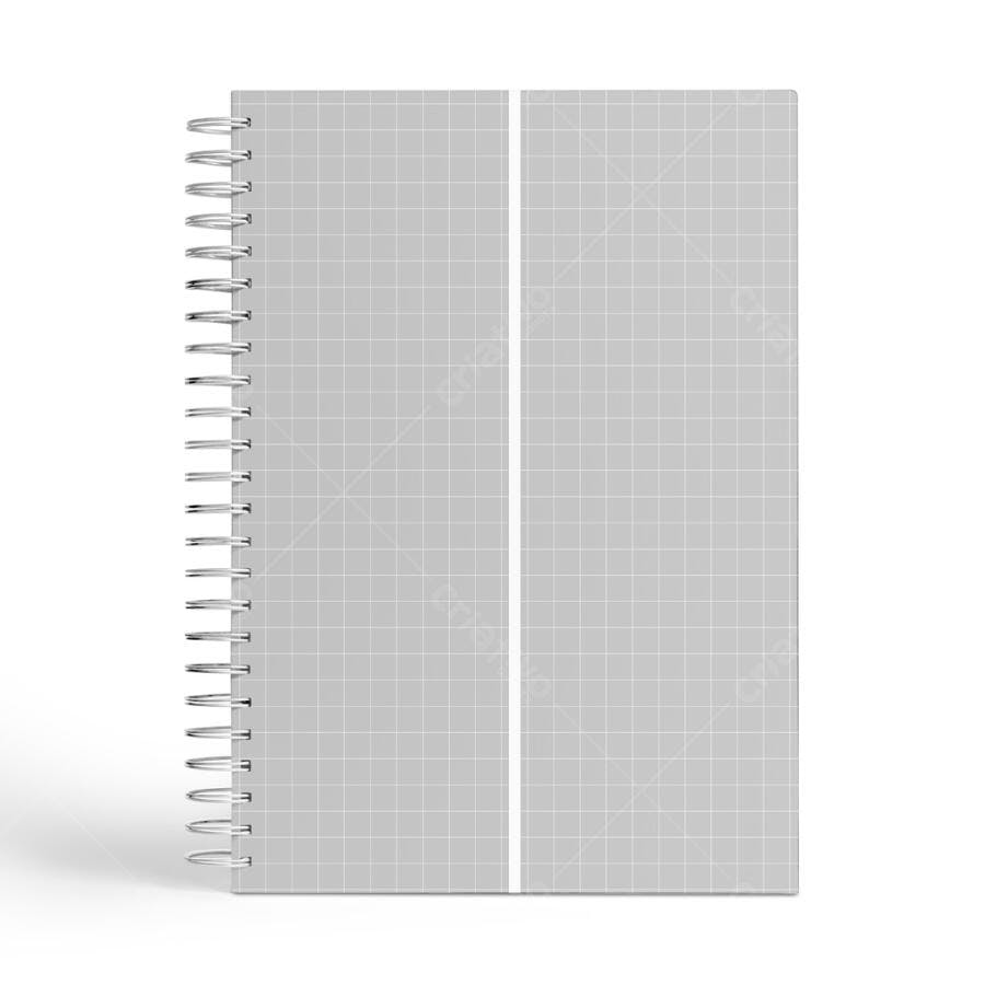 Mockup de Caderno Espiral Cinza Claro - Design Minimalista