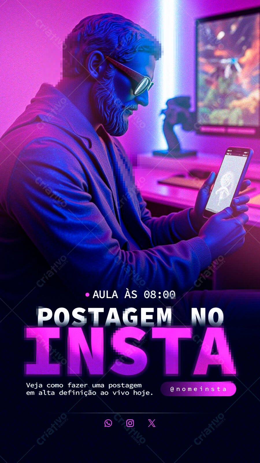 Flyer Aula de Instagram PSD Editável