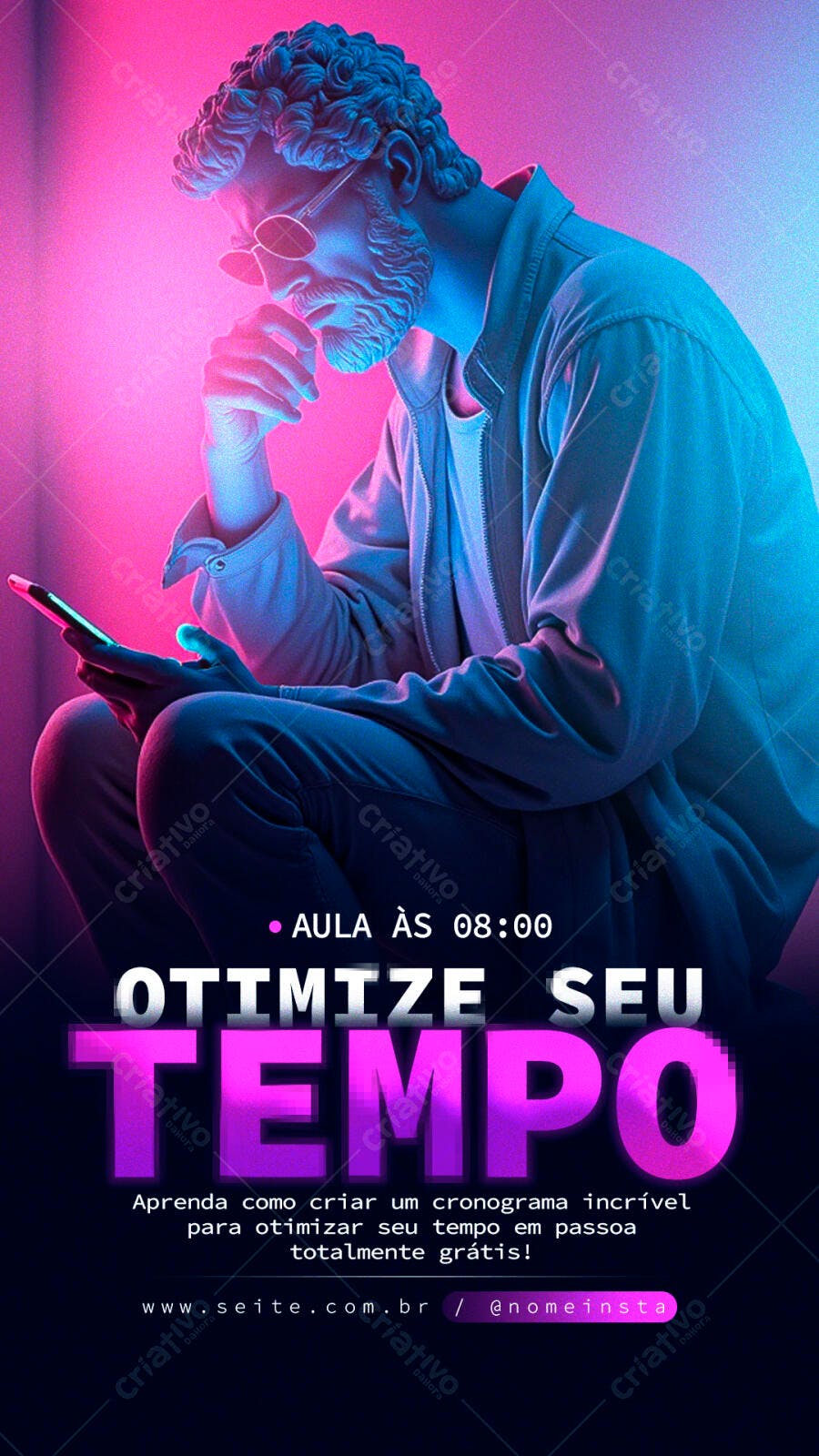 Flyer Aula de Gestão do Tempo PSD Editável