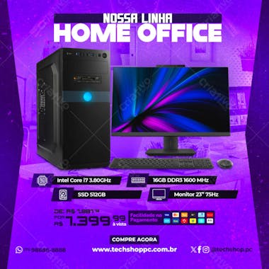 Feed Post Venda de PC Home Office Social Media