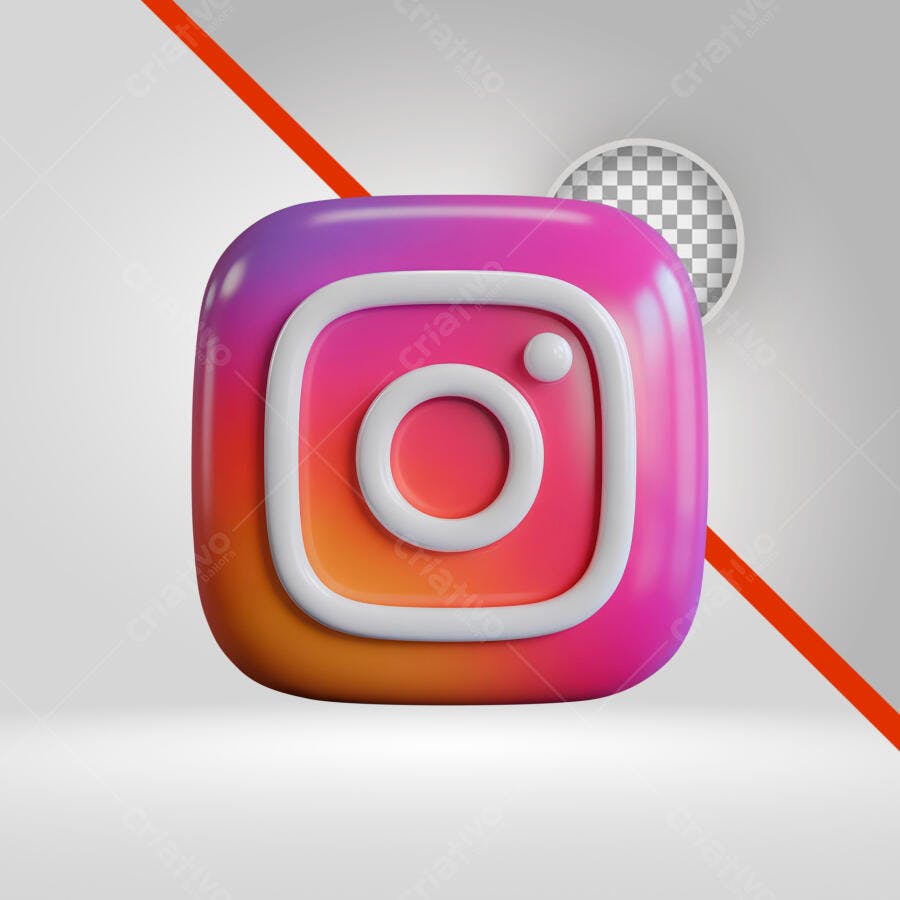 Icone Instagram 3D PNG com fundo transparente