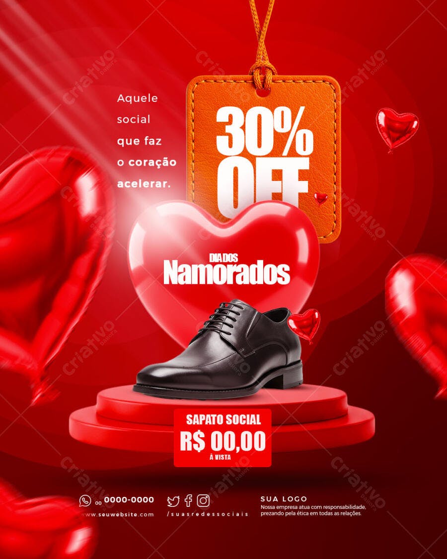 Flyer Dia dos Namorados com Sapatos PSD Editável