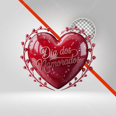 SELO 3D DIA DOS NAMORADOS, CORAÇÃO, TEXTO 3D