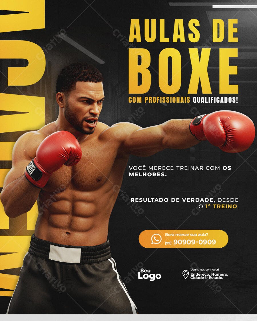Flyer para Academia de Boxe PSD Editável