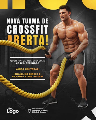 Turma de Crossfit Academia Personal Treiner Social Media PSD Editável