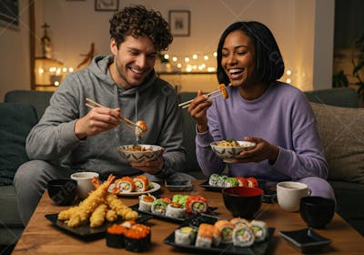 Casal Jantand Rodizio Japonês em Casa por Delivery
