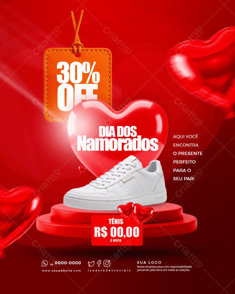 Flyer Dia dos Namorados com Tênis PSD Editável